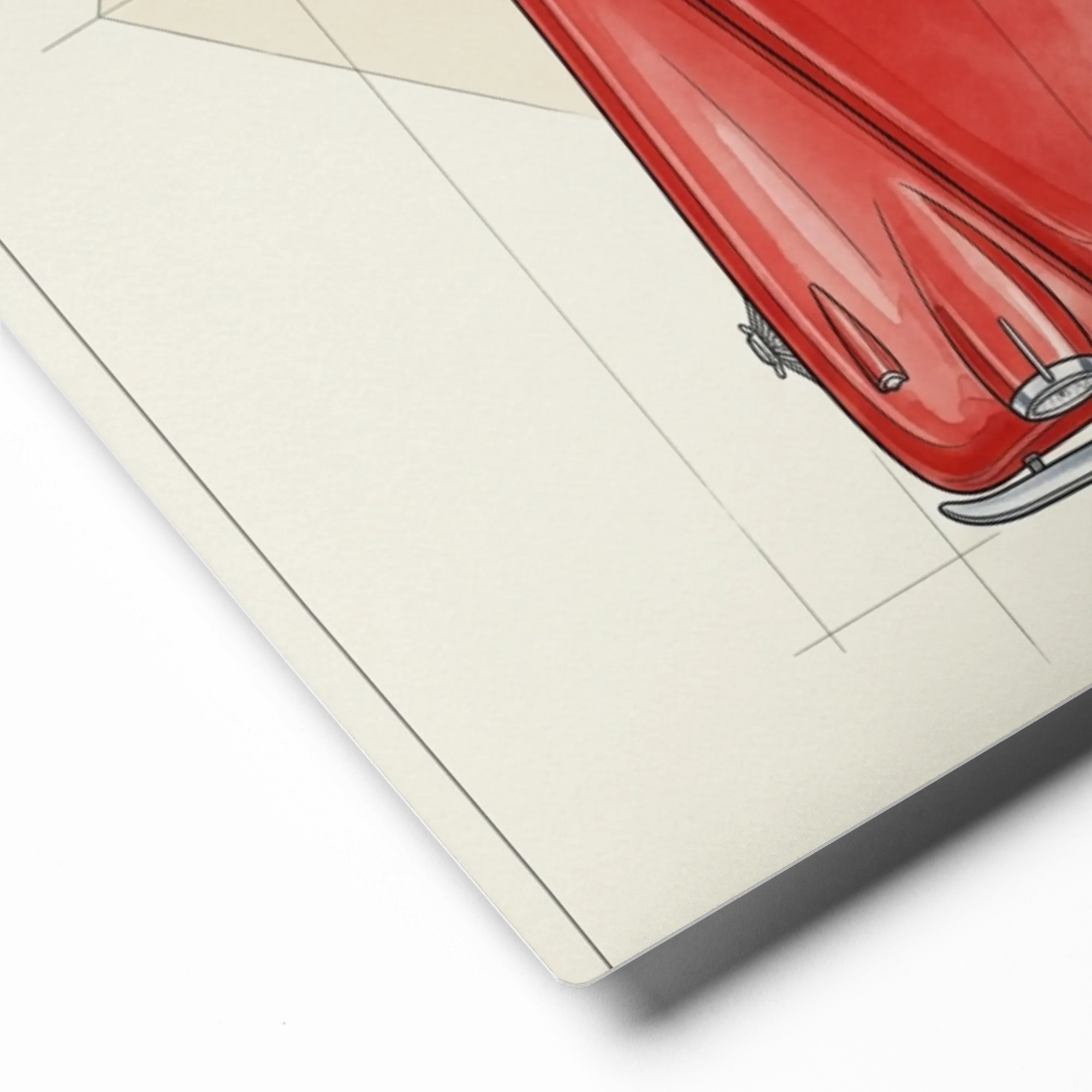 Vintage Red Roadster Blueprint 
 Canvas with Black Frame