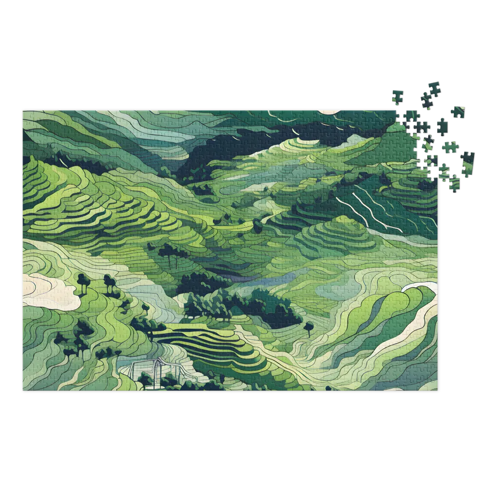 Stylized Green Landscape | Jigsaw Puzzle (252/520 pieces)