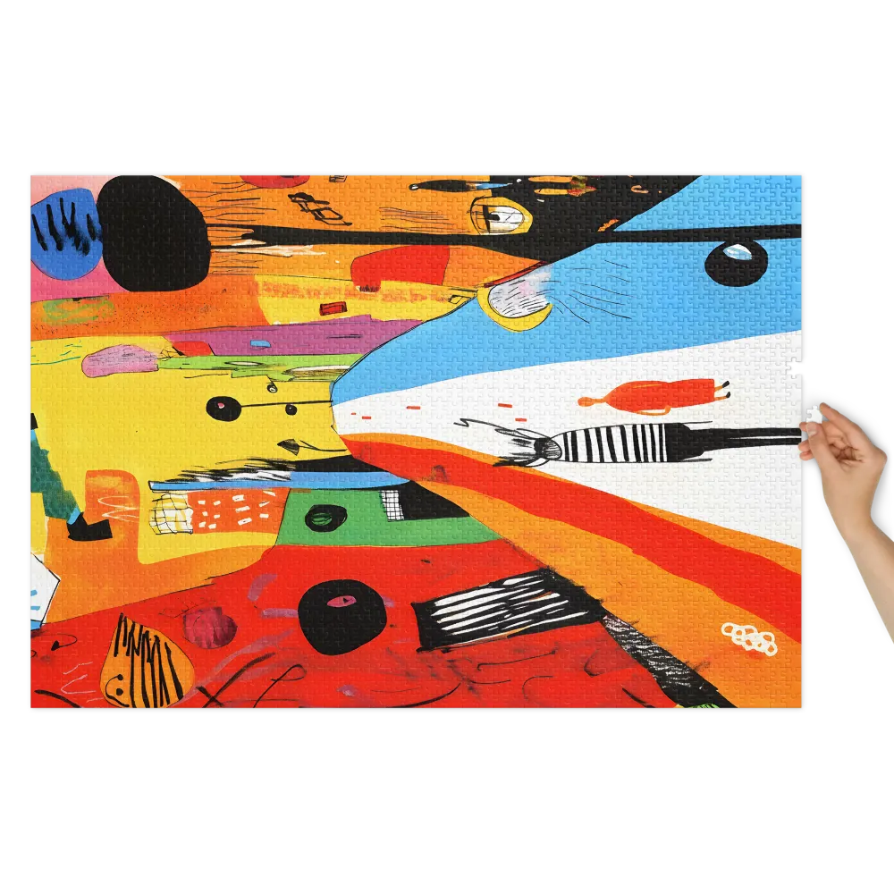 Abstract Vibrant Street Scene | Jigsaw Puzzle (252/520 pieces)