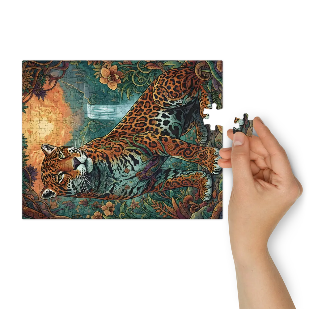 Jaguar of the Falls 
 Jigsaw Puzzle in Tin Box