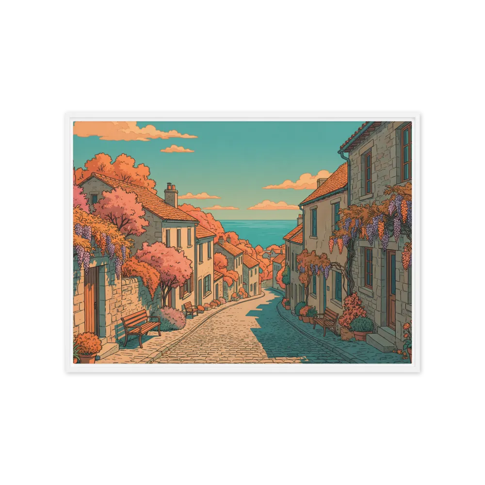 Mediterranean Village Vista 
 Canvas with White Frame