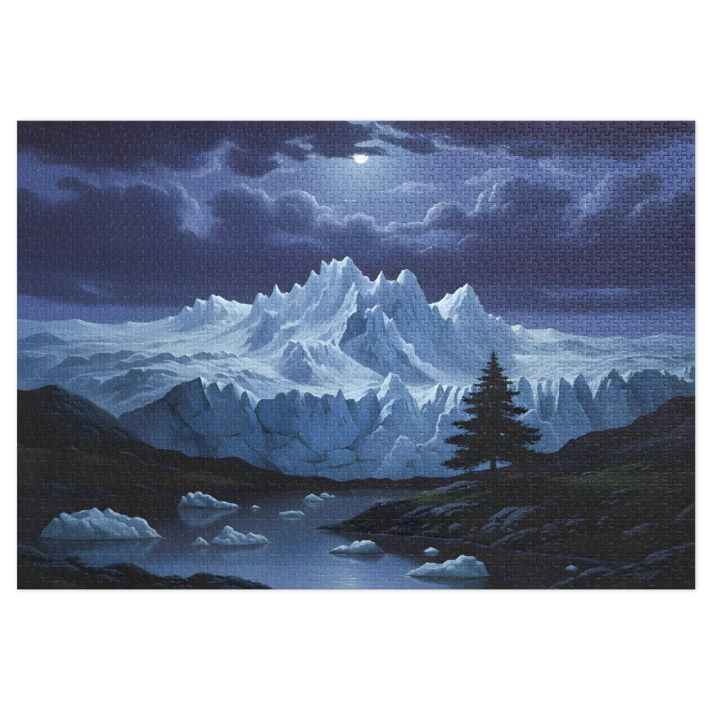 Moonlit Arctic Grandeur 
 Jigsaw Puzzle in Tin Box