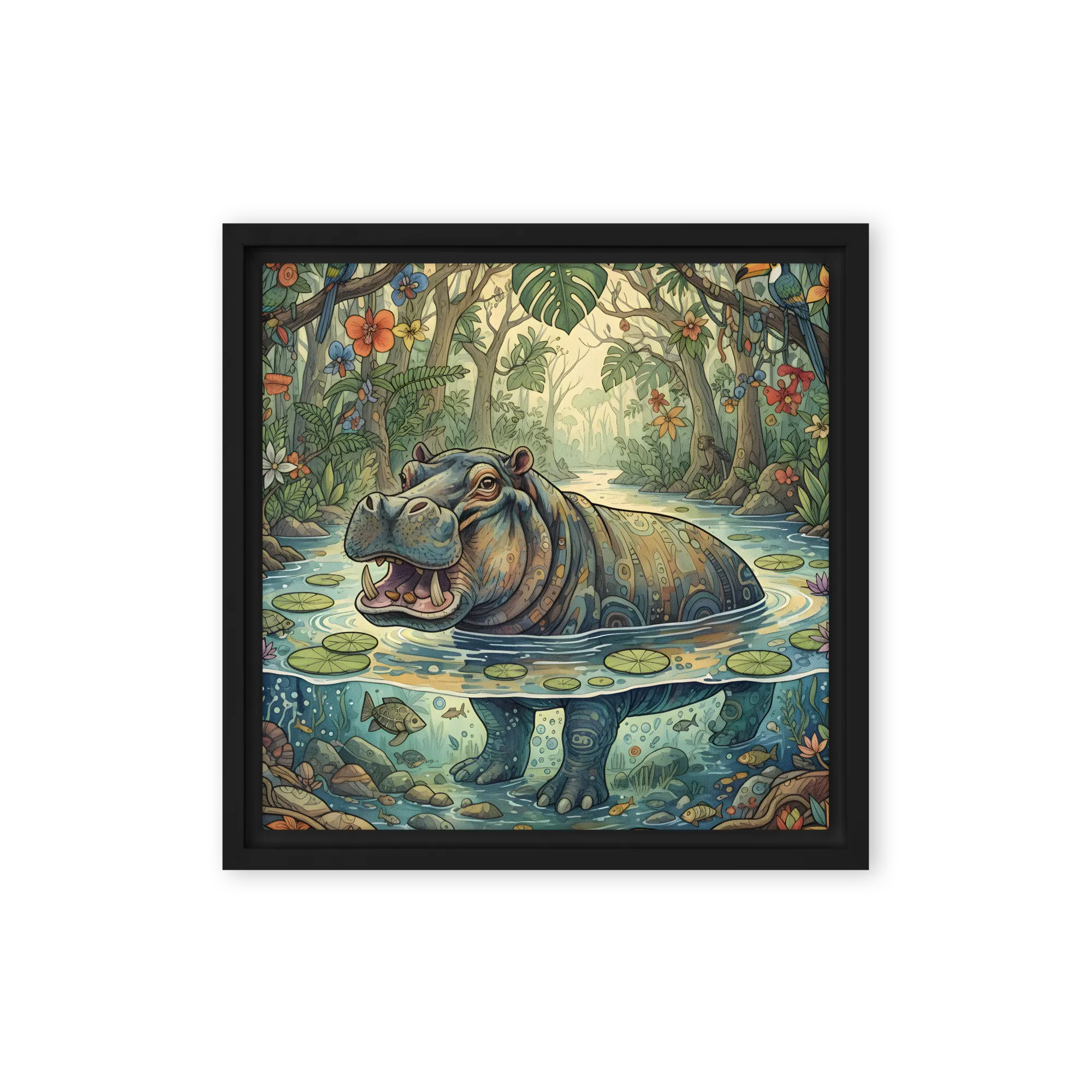 Hippo in the Lily Pond
