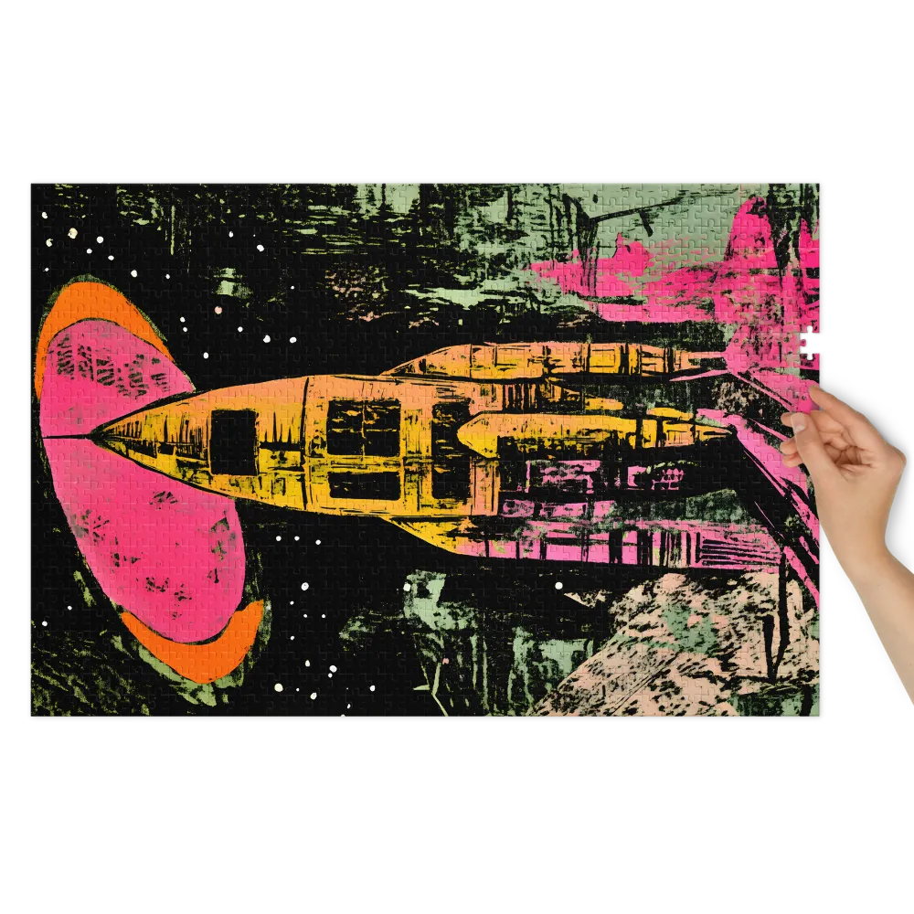 Retro Sci-Fi Launch 
 Jigsaw Puzzle in Tin Box