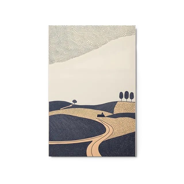 Winding Road Stipple Landscape | Art Print