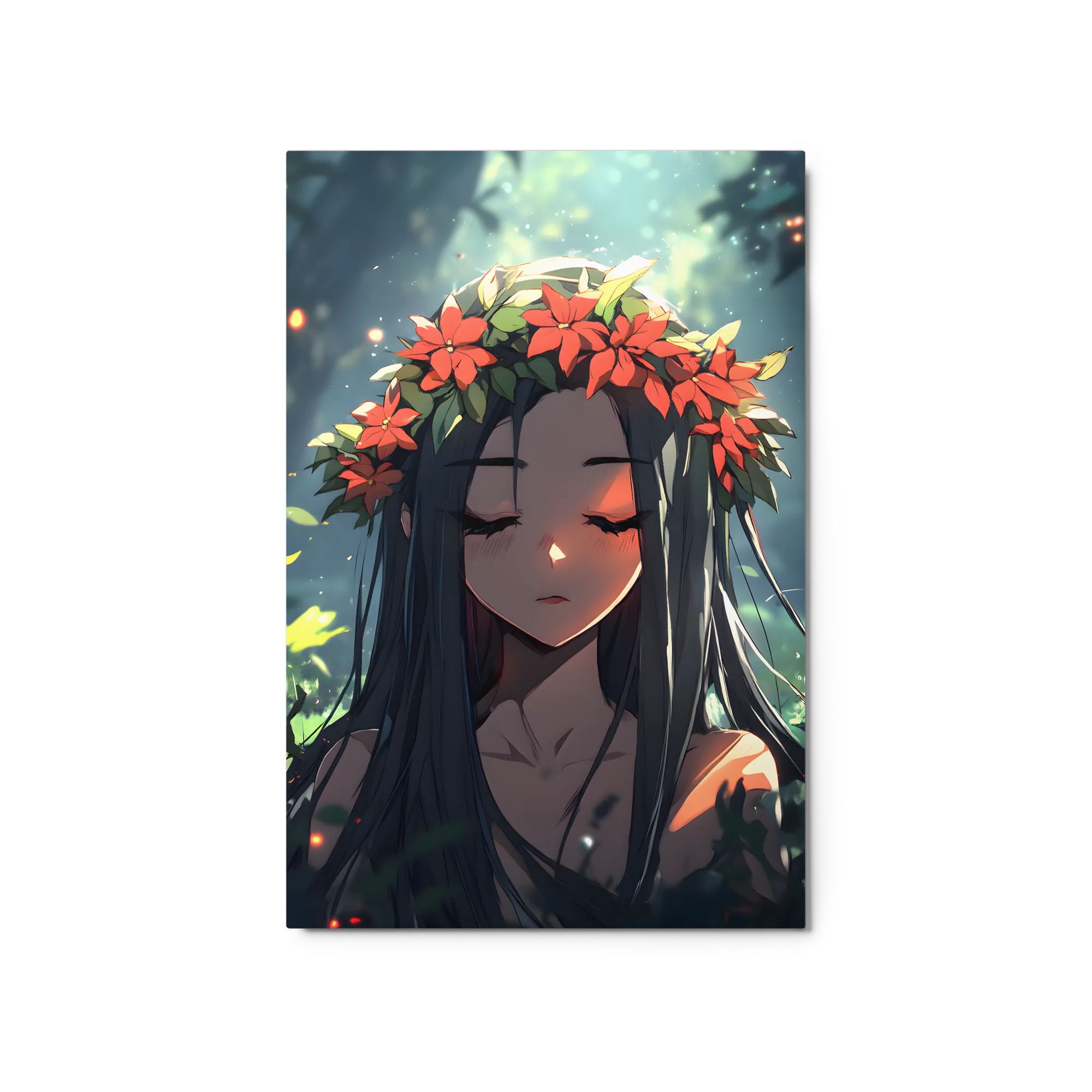 Portrait d'une Jeune Femme avec Couronne de Fleurs Orange