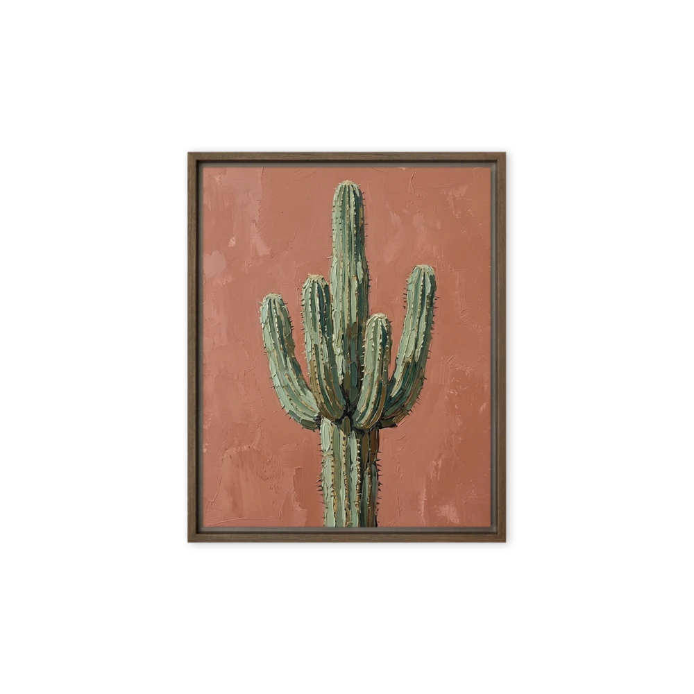 Terracotta Cactus Impasto | Art Print