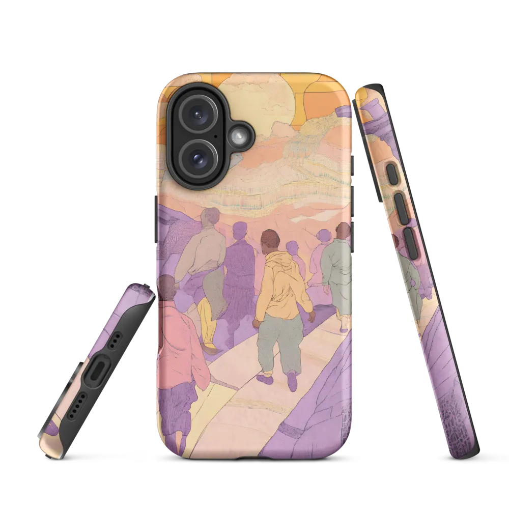 Figures Walking in Stylized Landscape | Phone Case