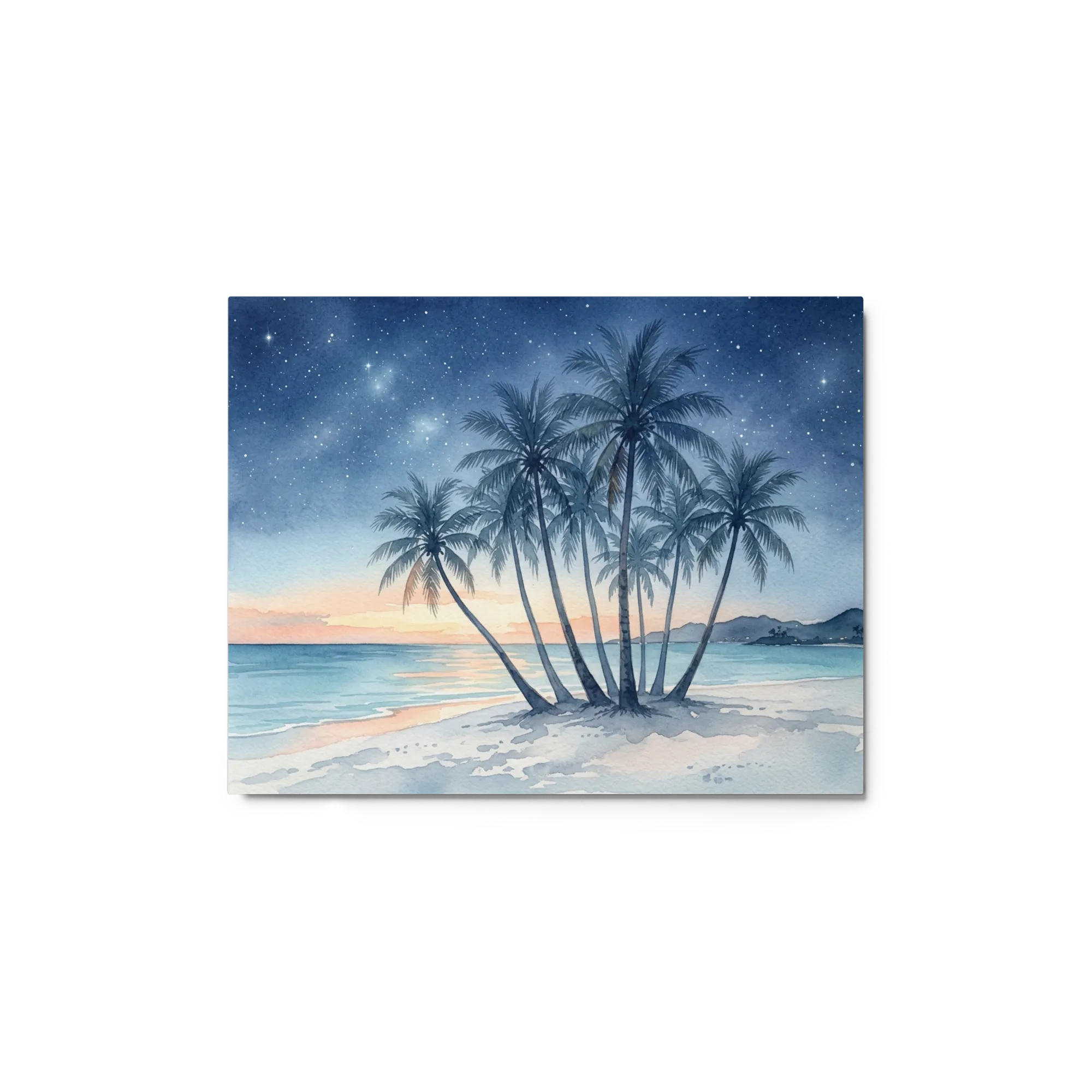 Noite Tropical Estrelada em Aquarela