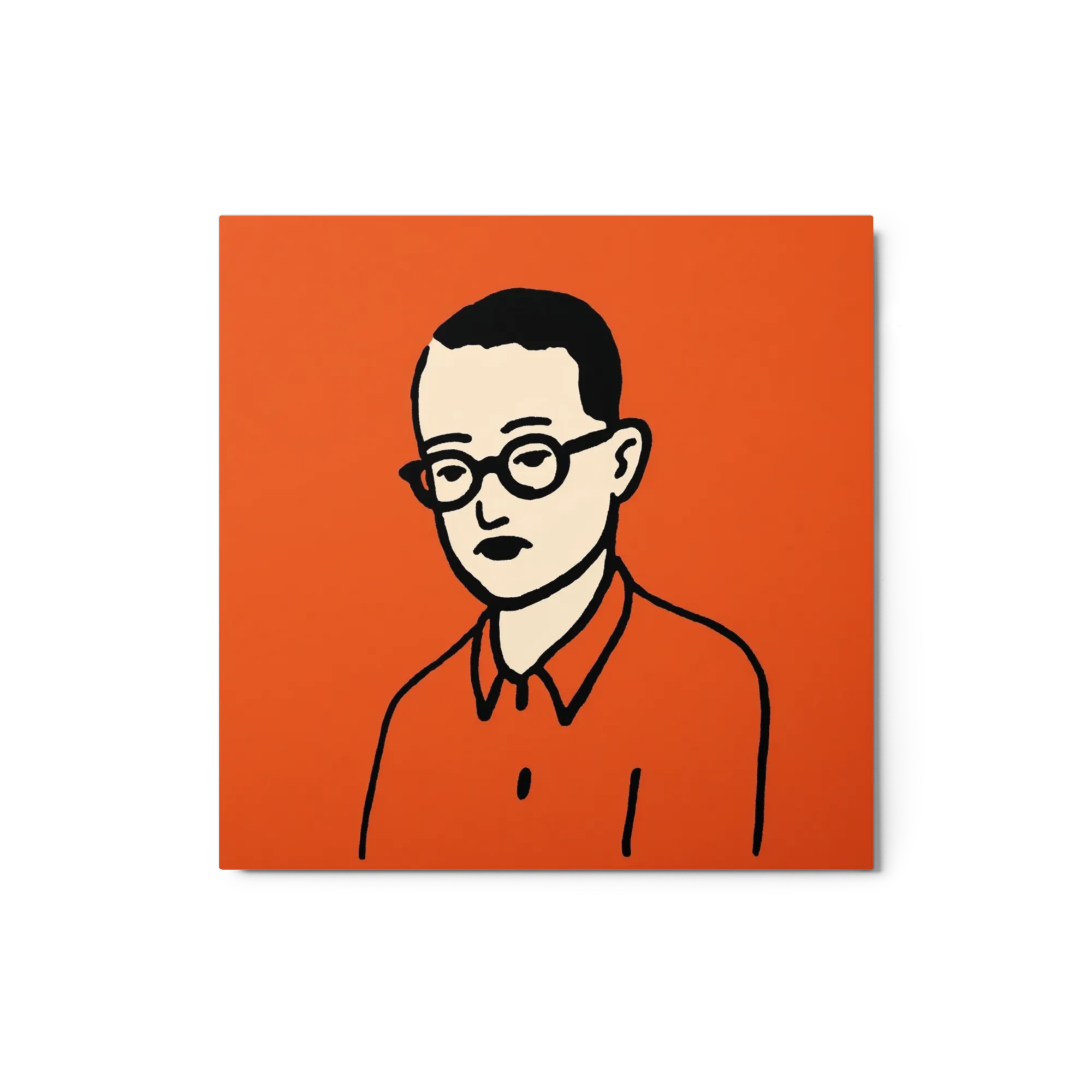 Red Portrait with Glasses