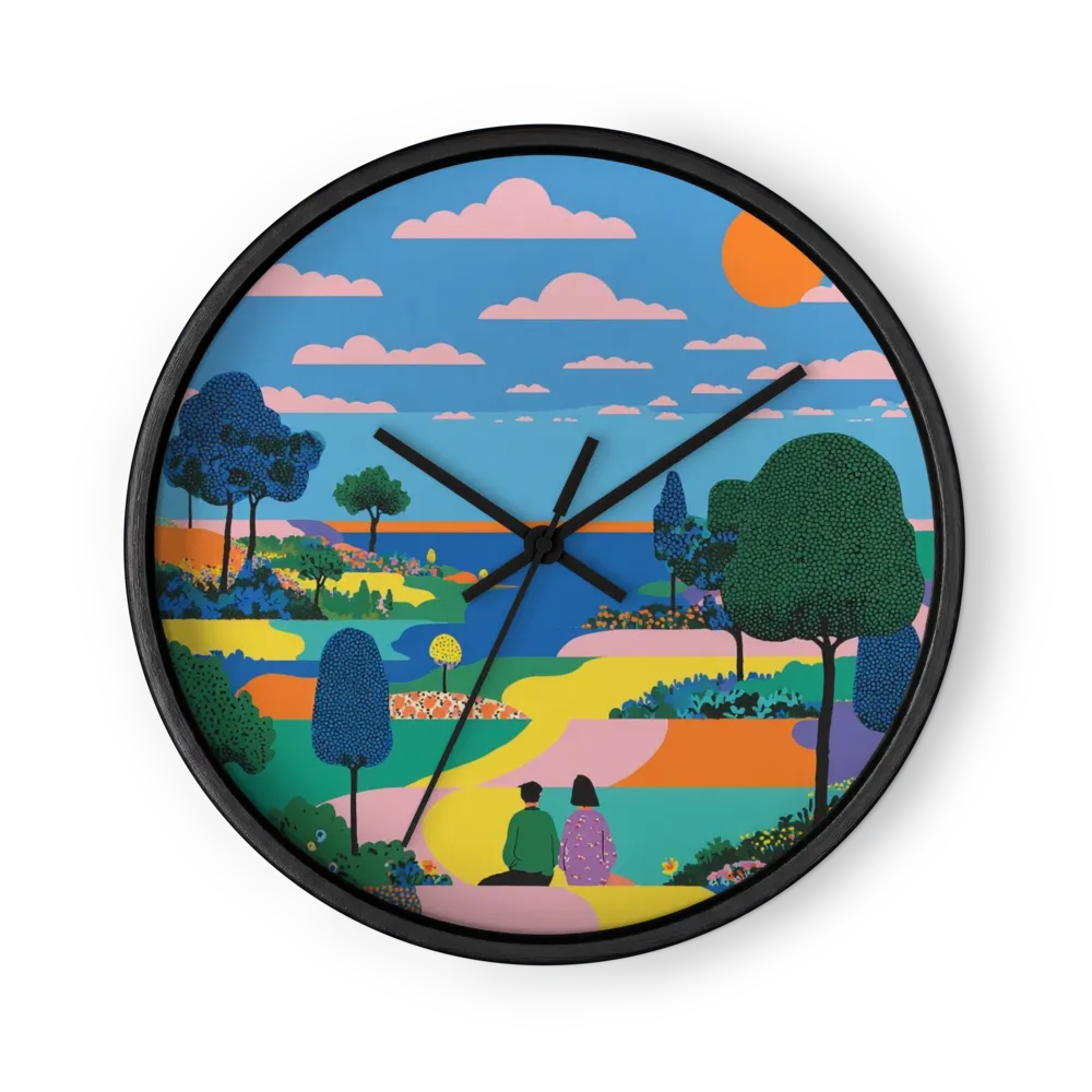 Couple in Colorful Landscape | Wall Clock