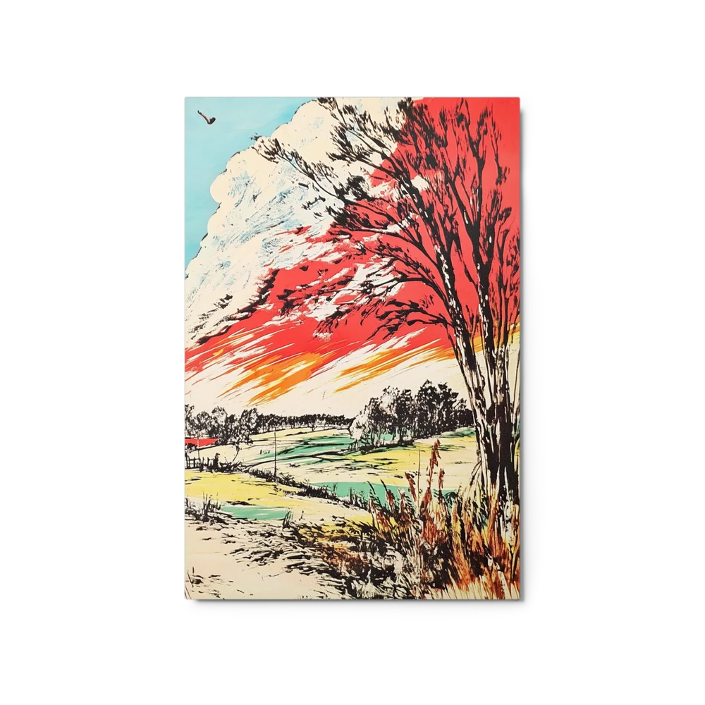 Crimson Sky Landscape | Art Print