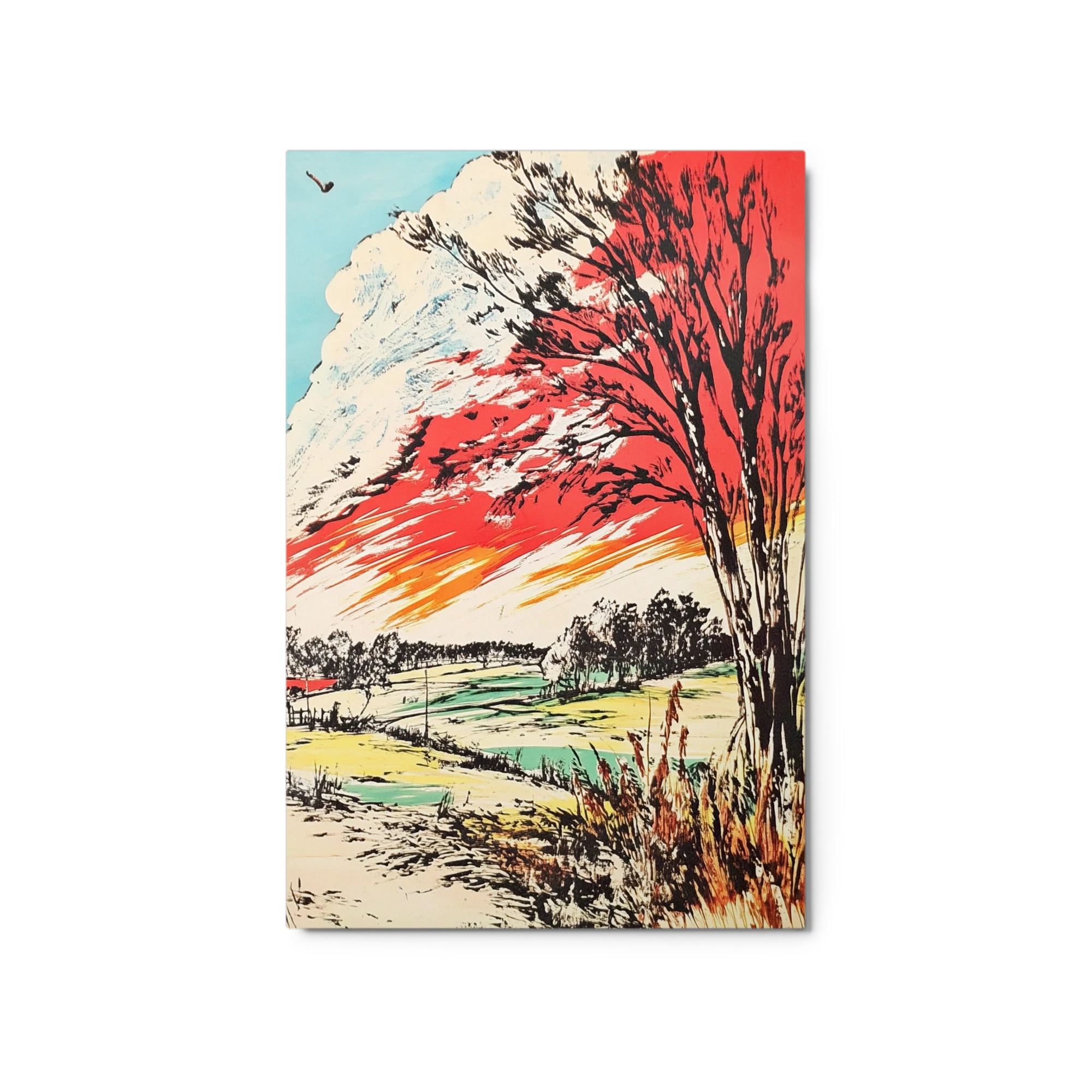 Bold Red Sky Landscape