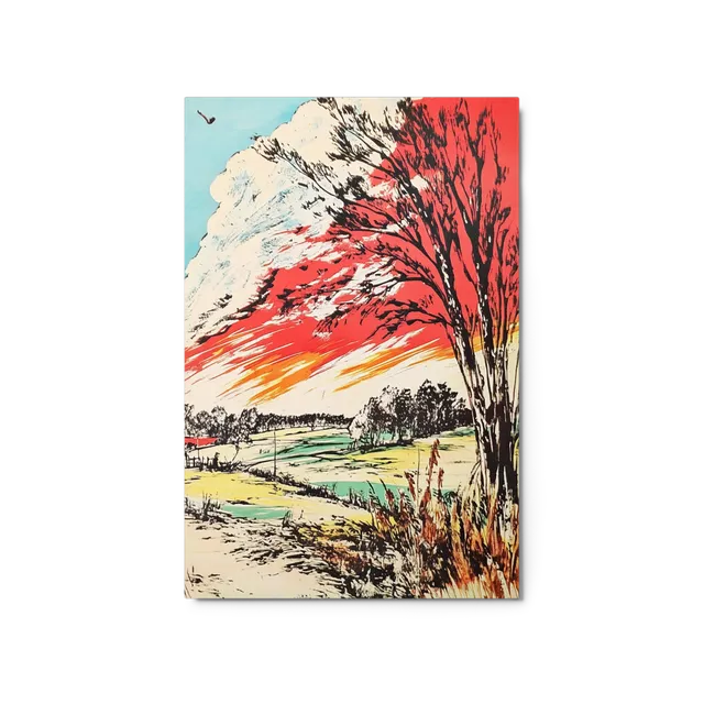 Crimson Sky Landscape | Art Print