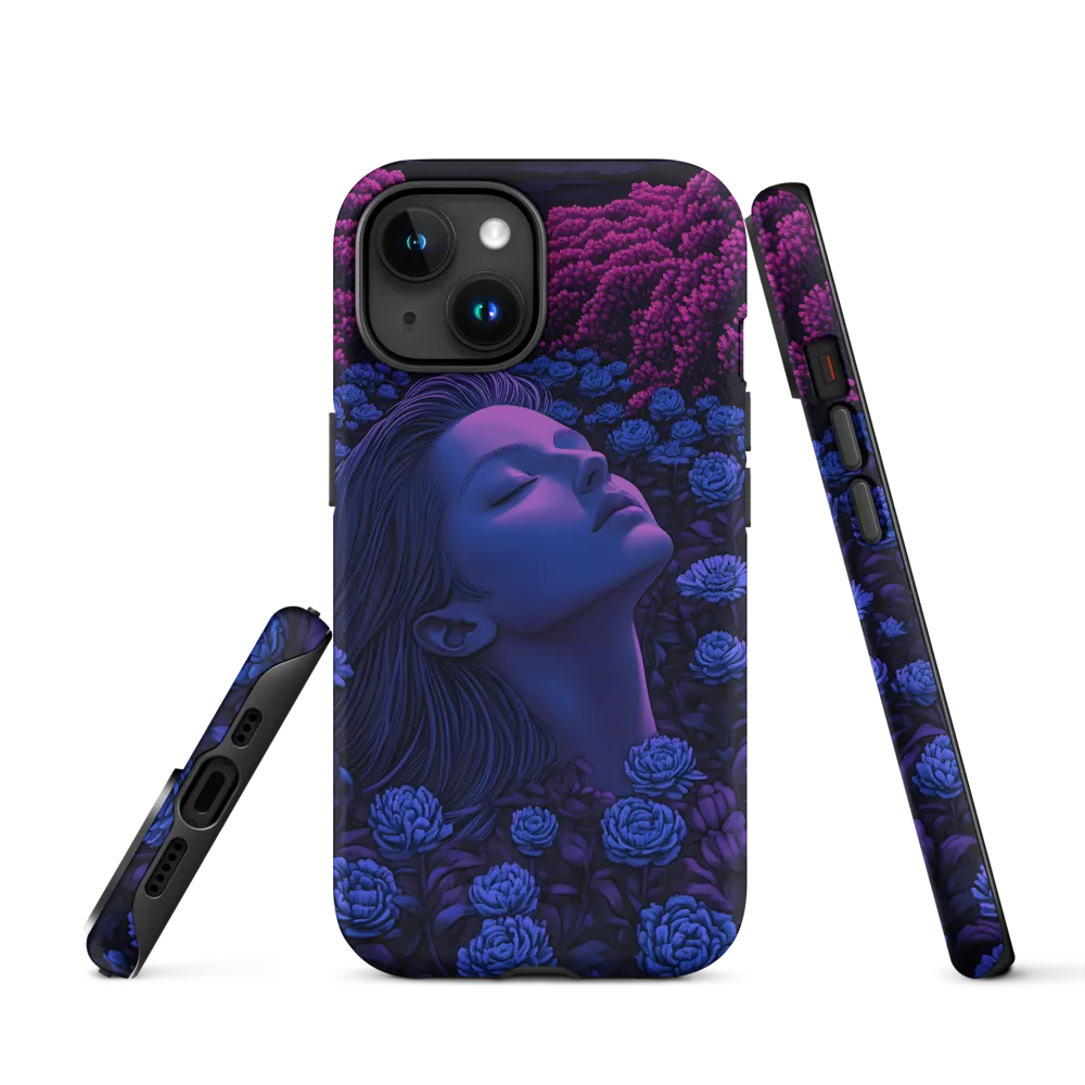 Surreal Woman in Blue Rose Garden | Phone Case