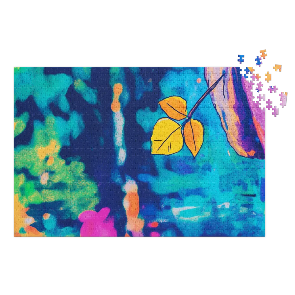Vibrant Leaf on Abstract Blue Background