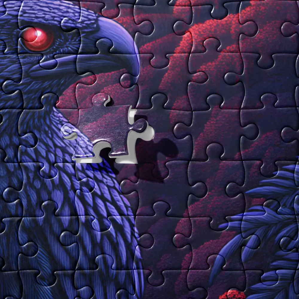 Crimson-Eyed Guardian 
 Jigsaw Puzzle in Tin Box