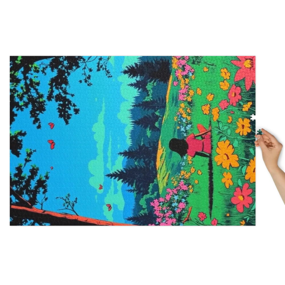 Vibrant Meadow Solitude 
 Jigsaw Puzzle in Tin Box