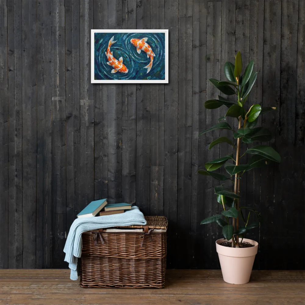 Van Gogh Style Koi Pond 
 Canvas with White Frame