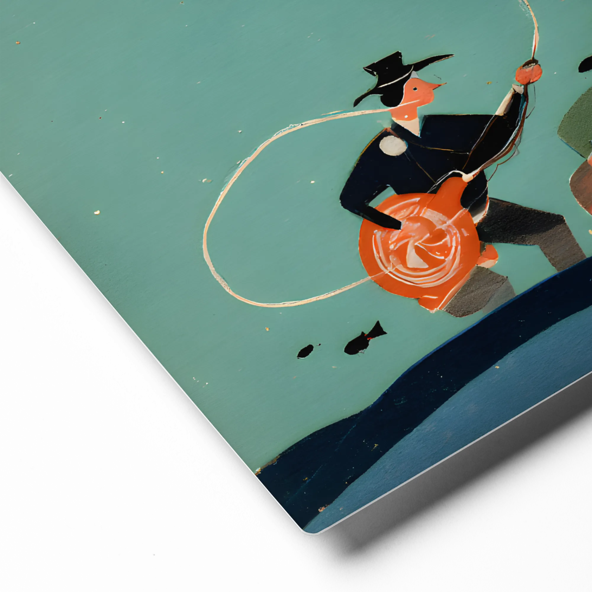 Aqua Fishing Whimsy 
 Canvas | 30″x 30″