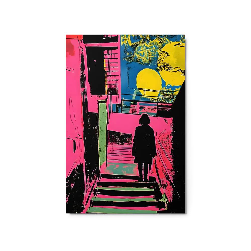 Solitary Ascent in Neon City | Art Print
