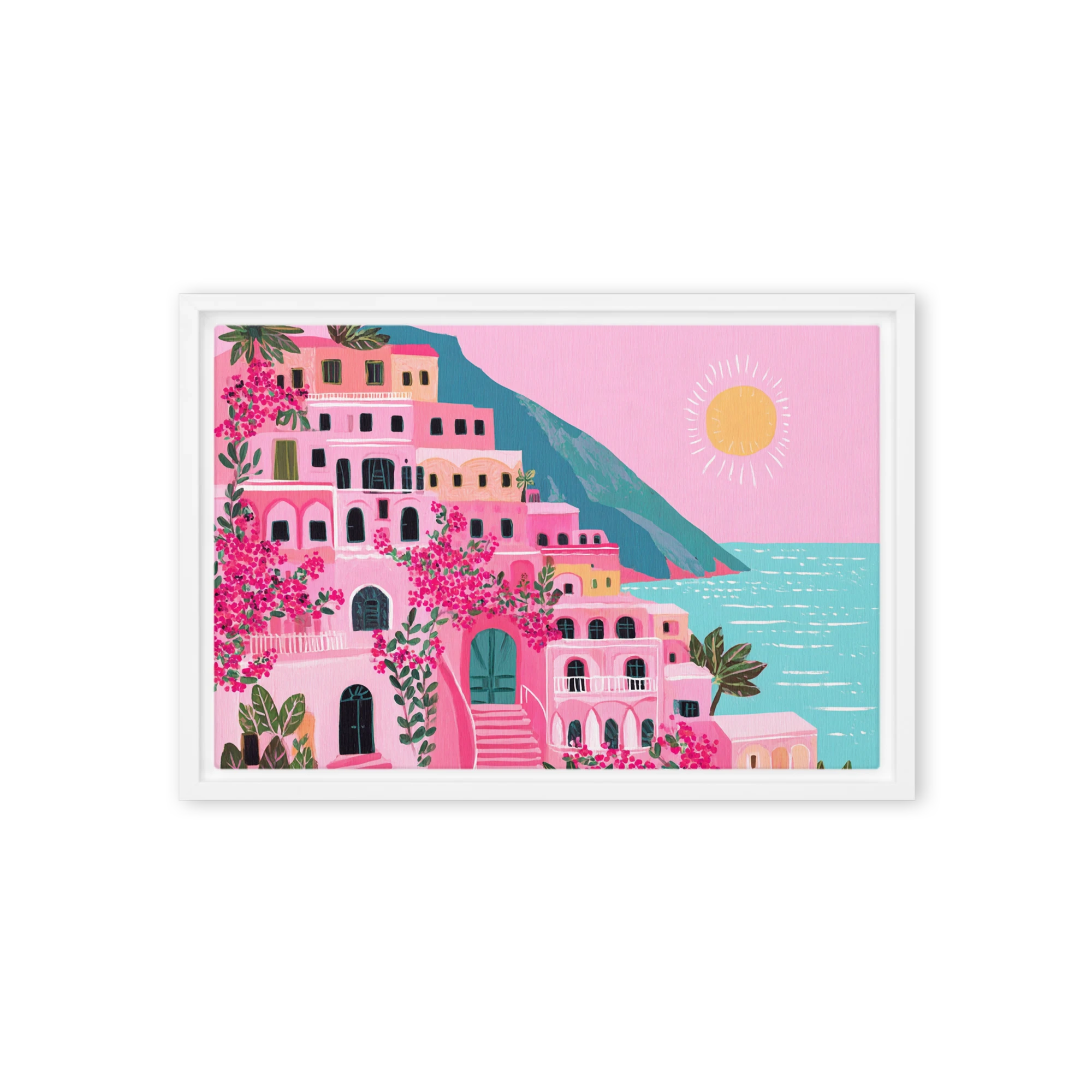 Pink Mediterranean Village | Art Print