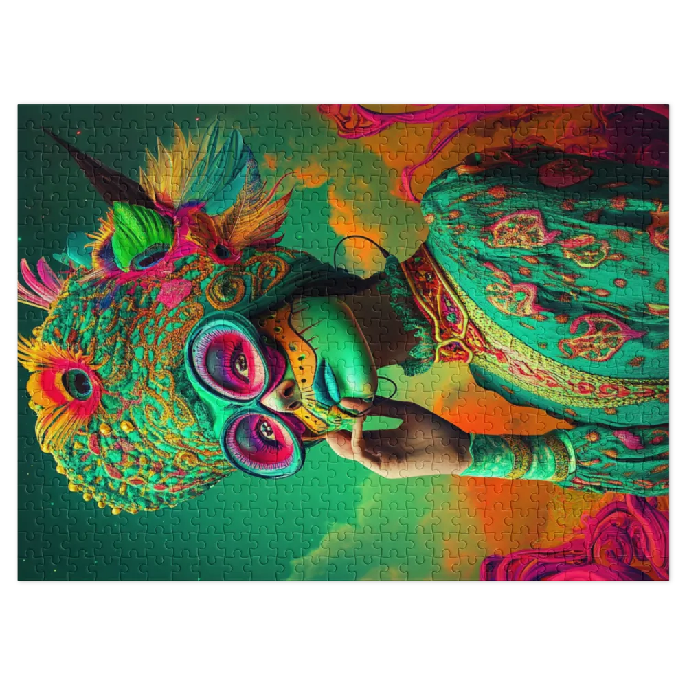 Vibrant Headdress Portrait 
 Jigsaw Puzzle in Tin Box