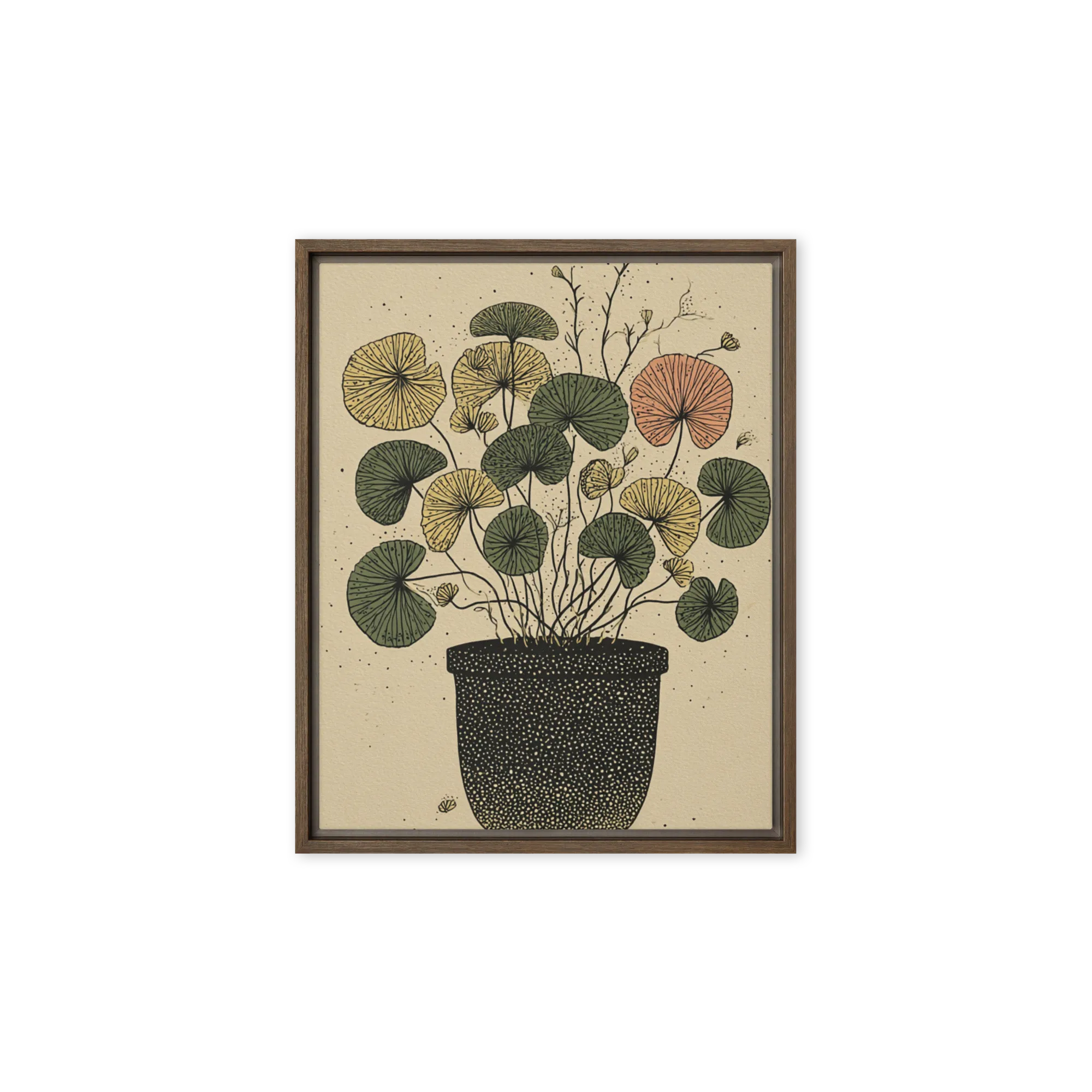 Ginkgo in Clay Pot 
 Canvas with Black Frame