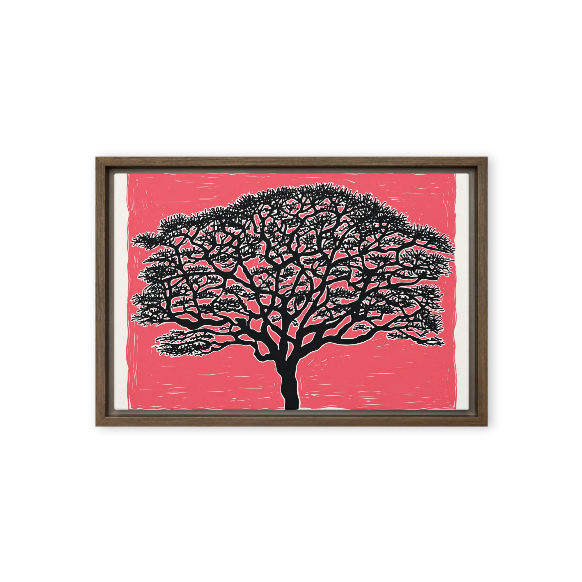 Carved Coral Grooves and Jet Black Silhouettes — Woodcut block relief