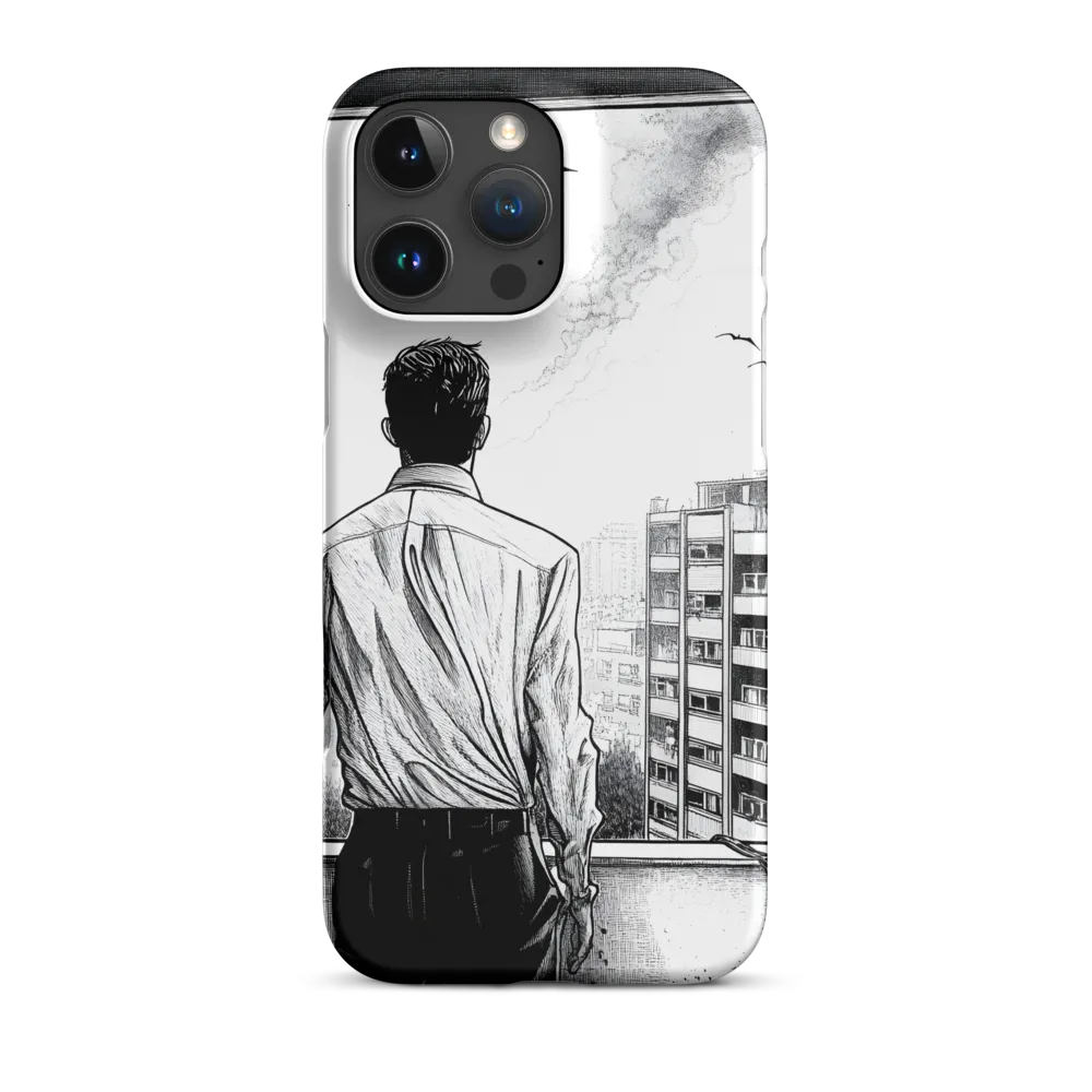 Man Looking Out Over City with Bats | Phone Case