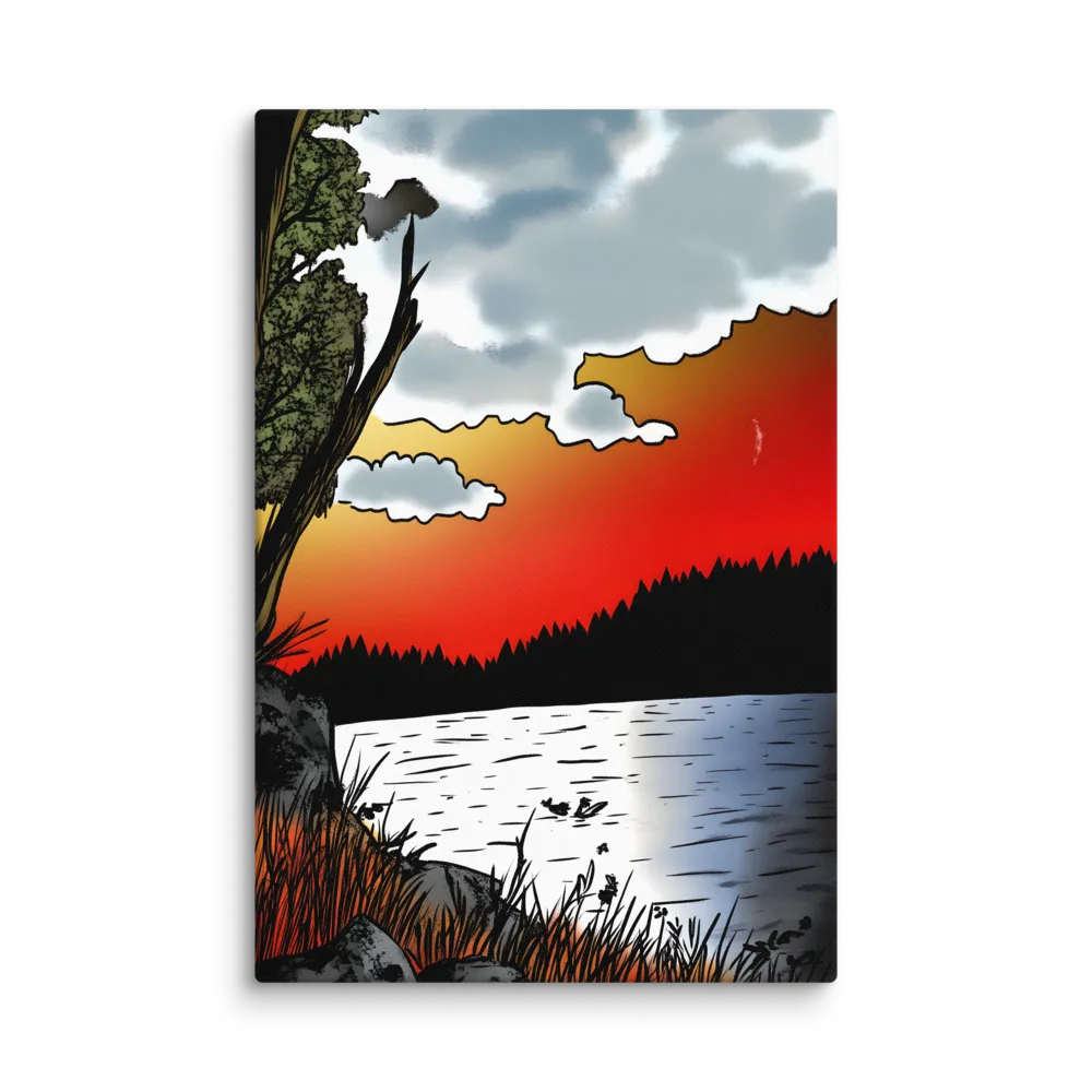 Sunset Over the Lake 
 Canvas | 32″x 48″
