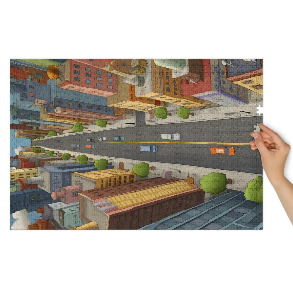 Luftaufnahme einer Stadtillustration | Puzzle (252/520 Teile)
