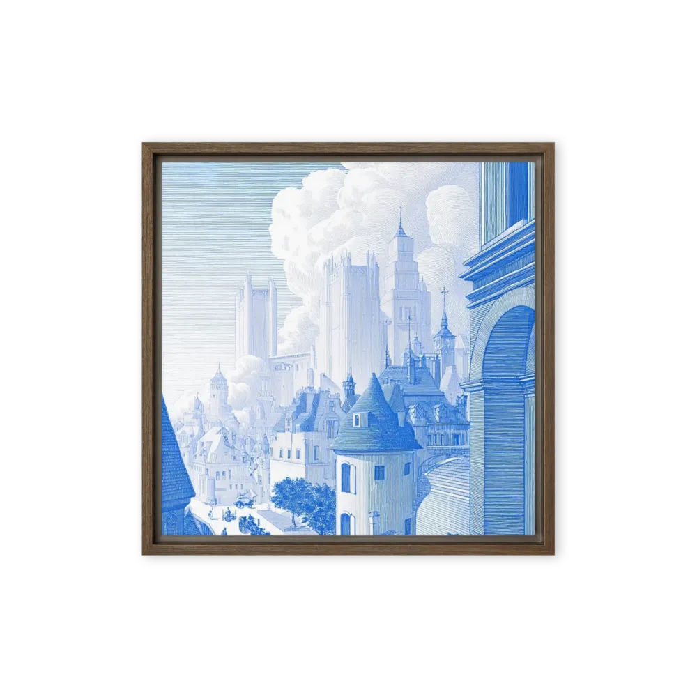 Metropolis in Blue 
 Poster with Black Frame | 16″x 16″