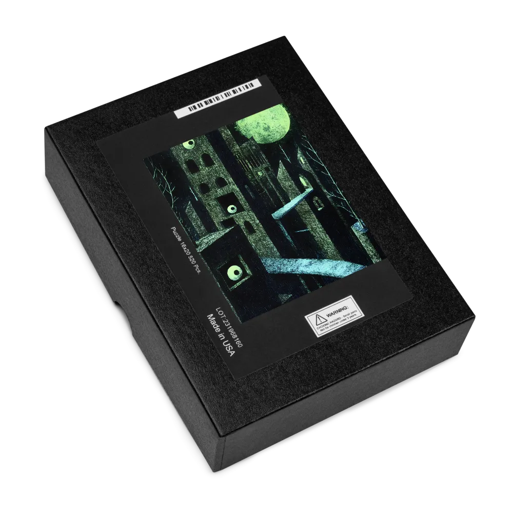Surreal Moonlit City 
 Jigsaw Puzzle in Tin Box