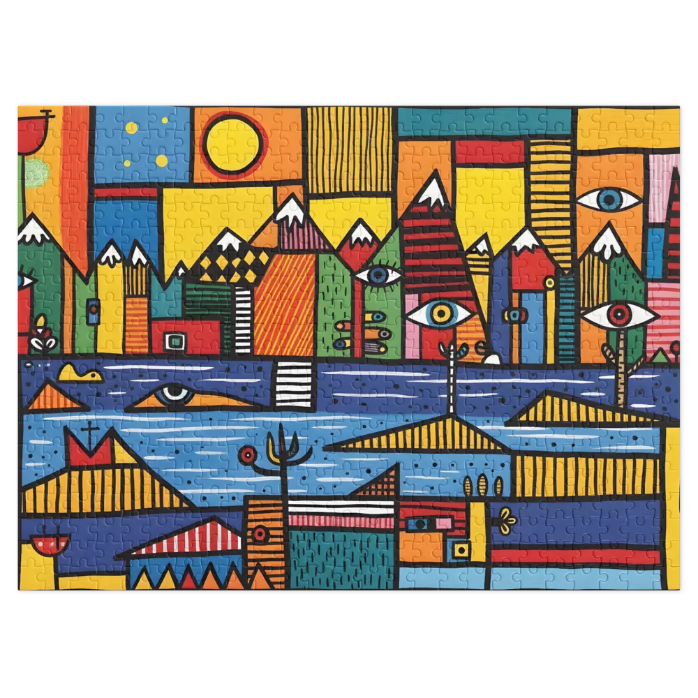 The Gazing Village Landscape 
 Jigsaw Puzzle in Tin Box