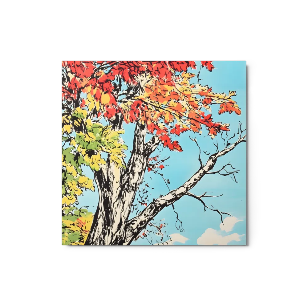 Fall Foliage Illustration 
 Canvas with Brown Frame