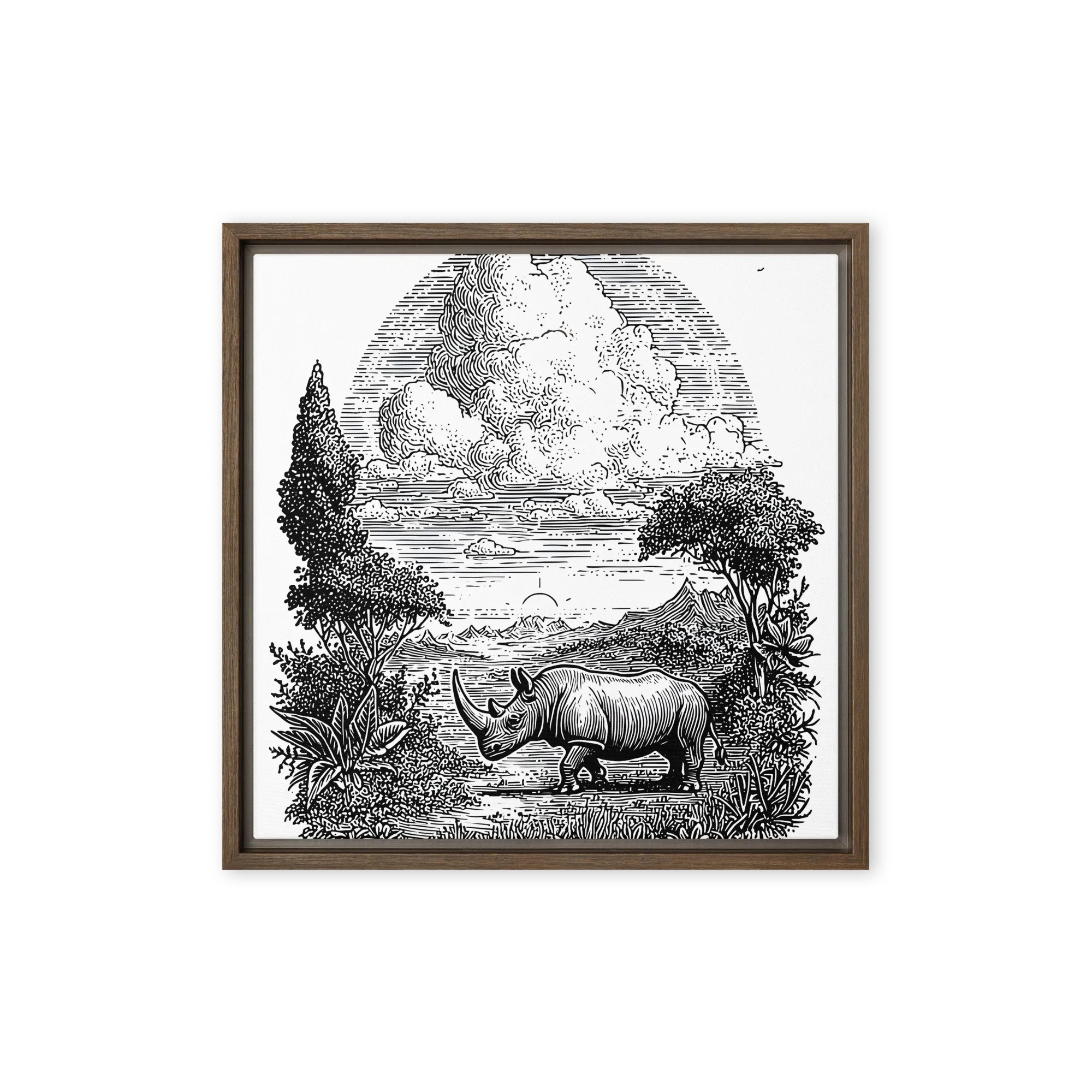 Rhinoceros Engraving