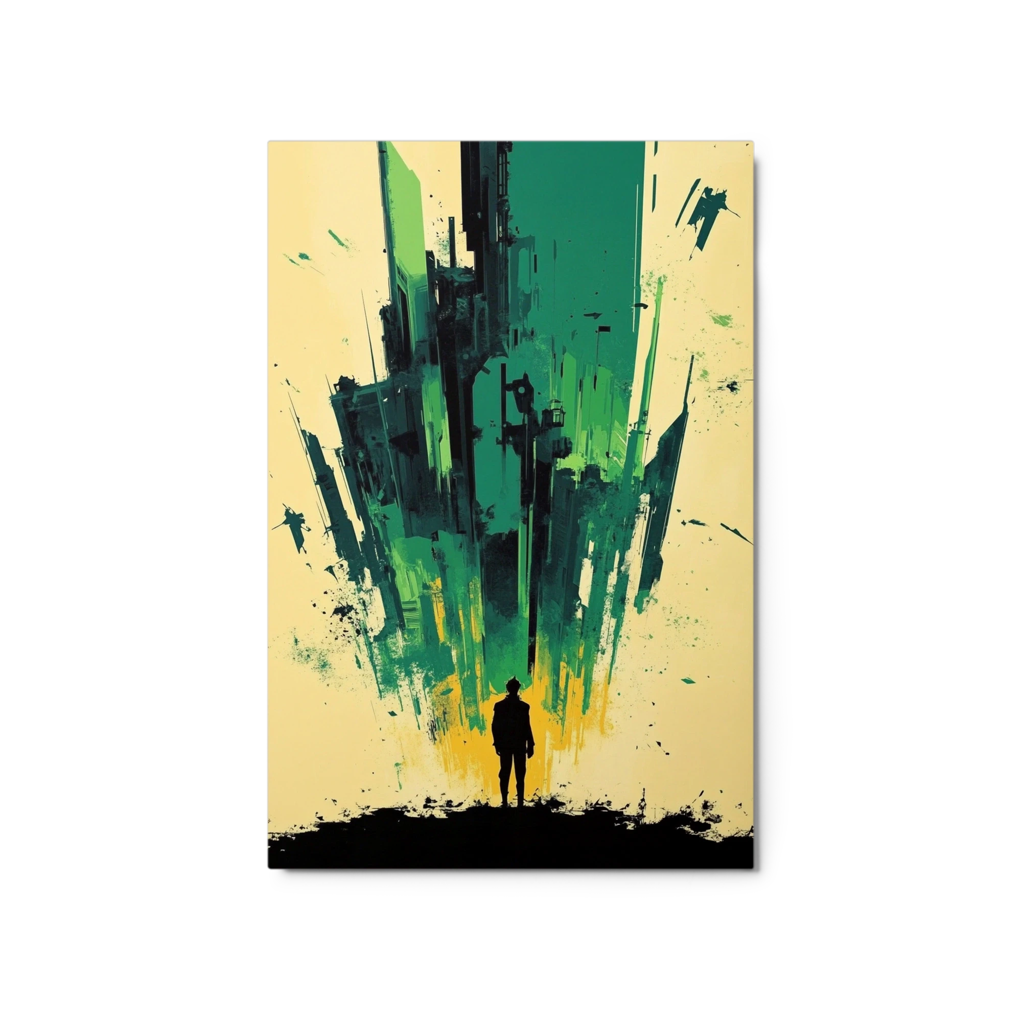 Abstract Silhouetted Figure with Skyscrapers