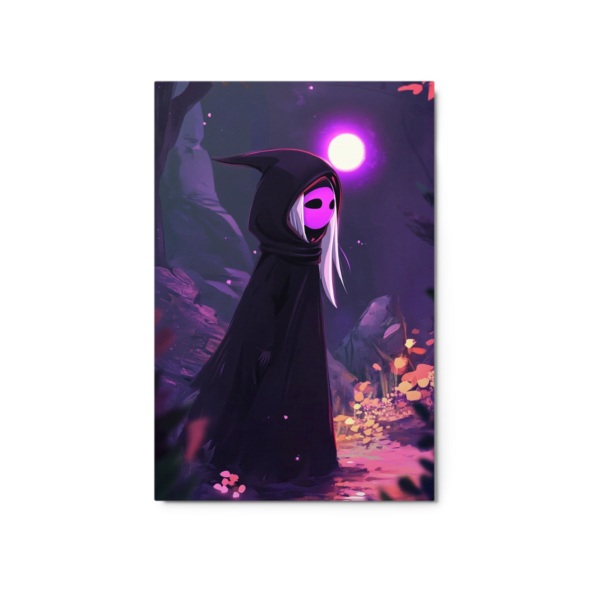 Mysterious Hooded Figure in Nightscape