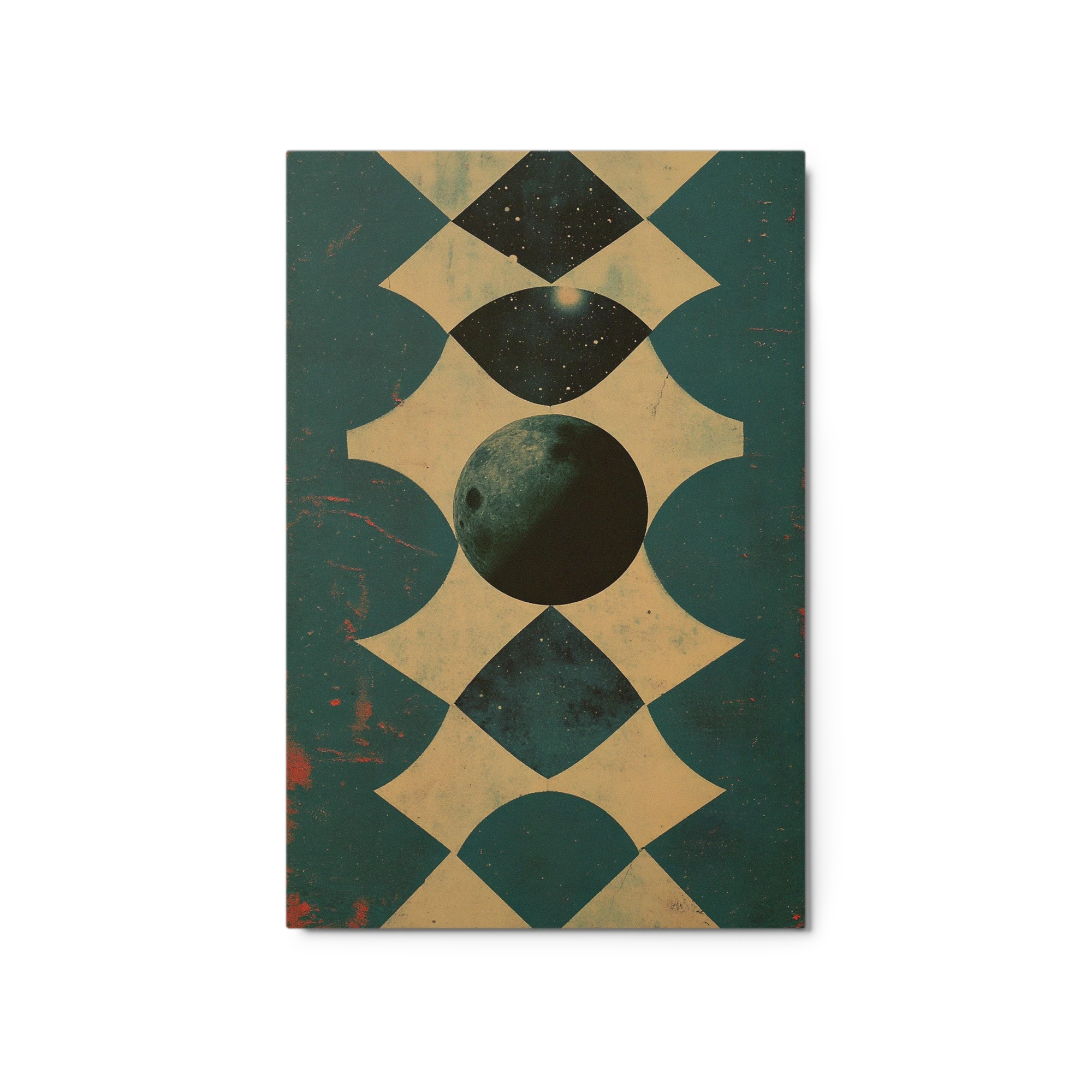 Surreal Geometric Moon Art