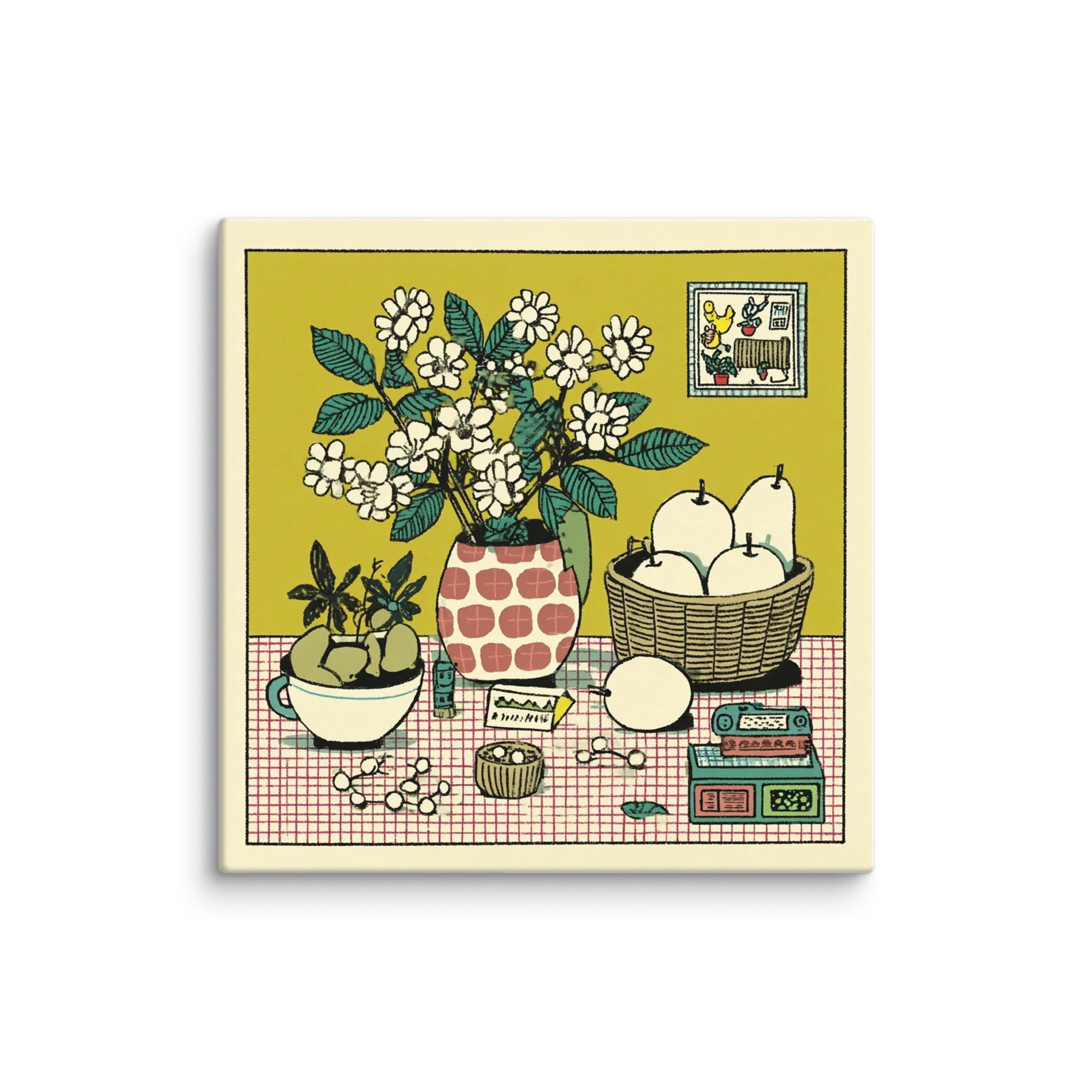 Bold Contour Whimsy Wall Art — Olive, Mustard, Salmon