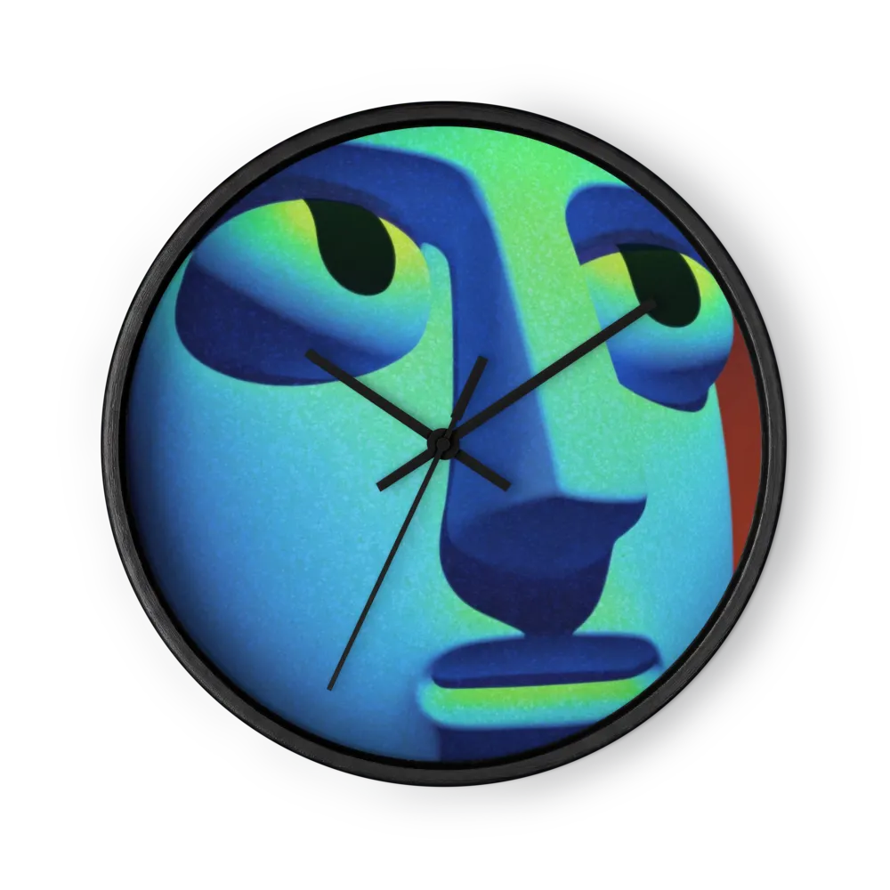 Cyan Sculpted Face | Wall Clock