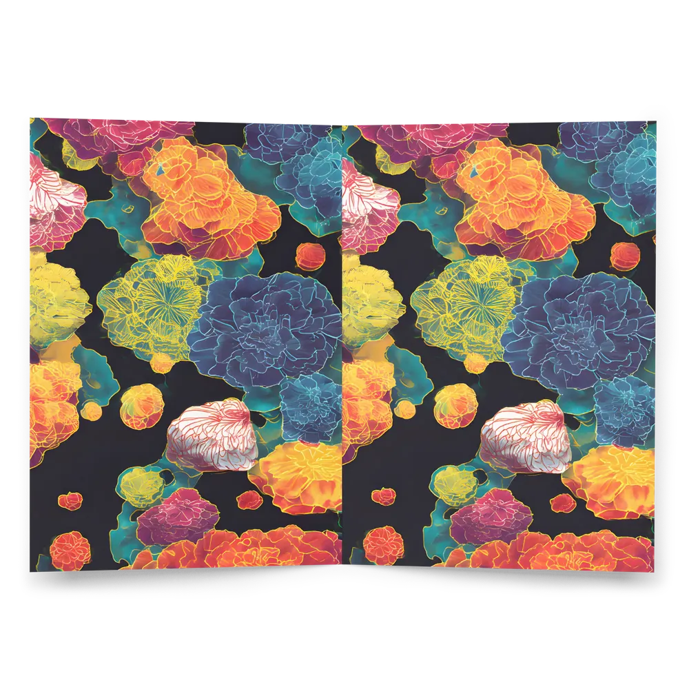 Neon Peony Tapestry | Greeting Card | 5″×7″