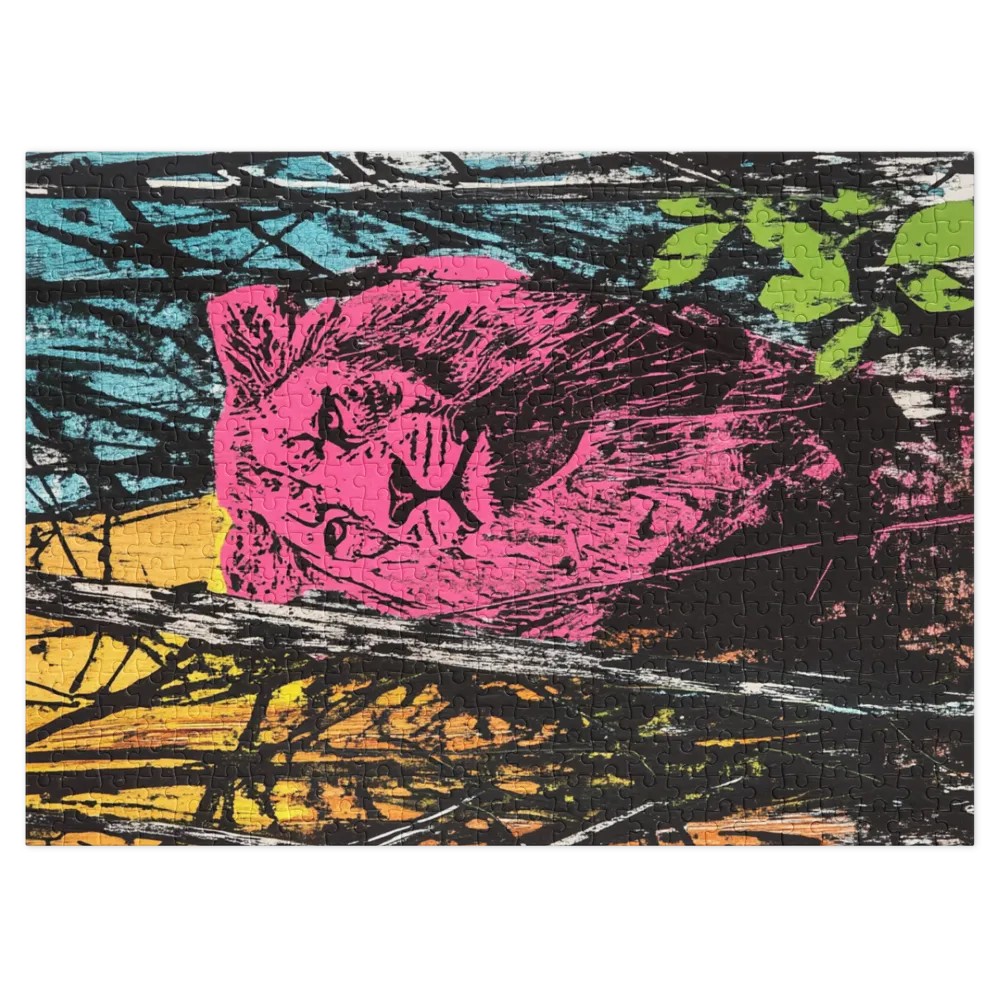 Pop Art Lion in Abstract Foliage | Jigsaw Puzzle (252/520 pieces)