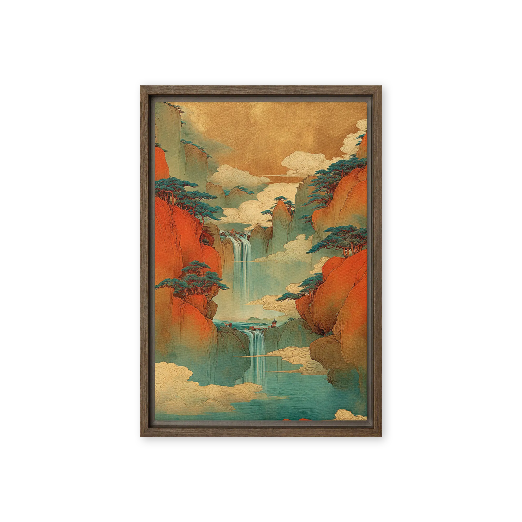 Gilded Dunhuang Shanshui — Mineral-pigment washes