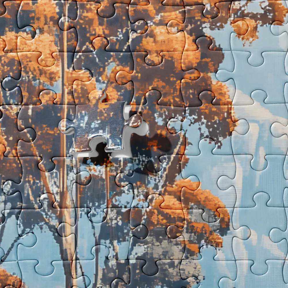 Pixelated Autumn Serenity 
 Jigsaw Puzzle