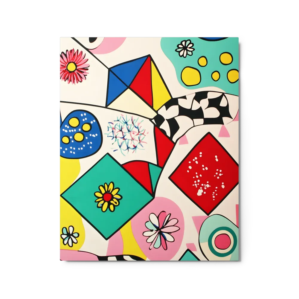 Colorful Geometric Abstraction 
 Canvas with White Frame