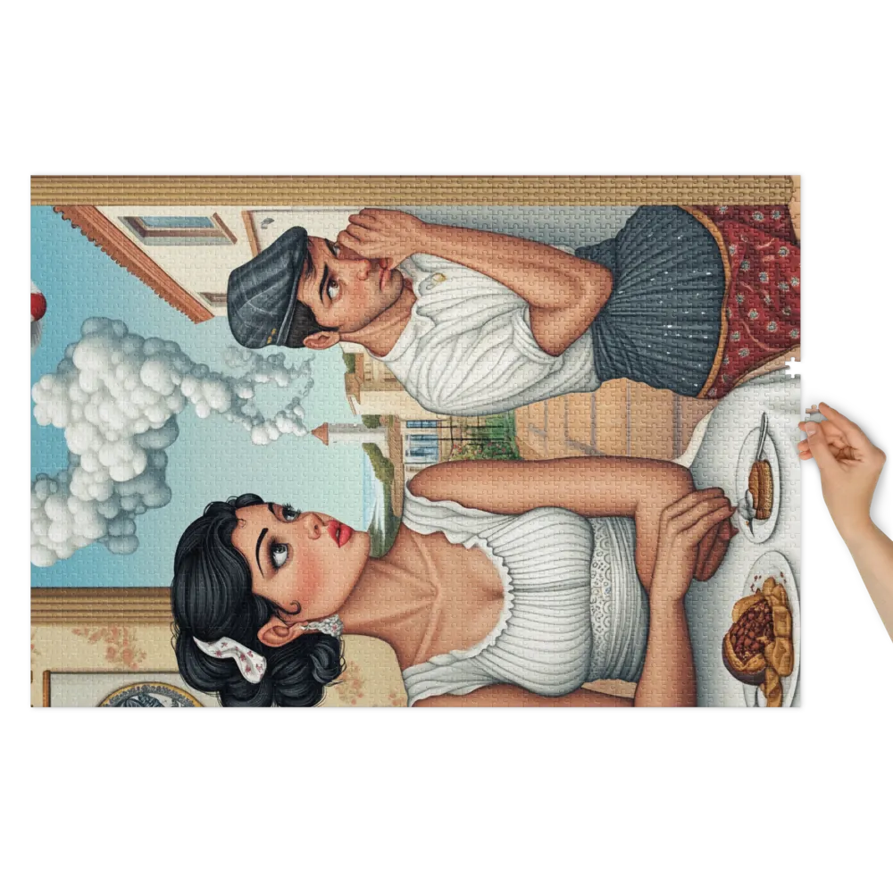 Surreal Tension Between Man and Woman | Jigsaw Puzzle (252/520 pieces)