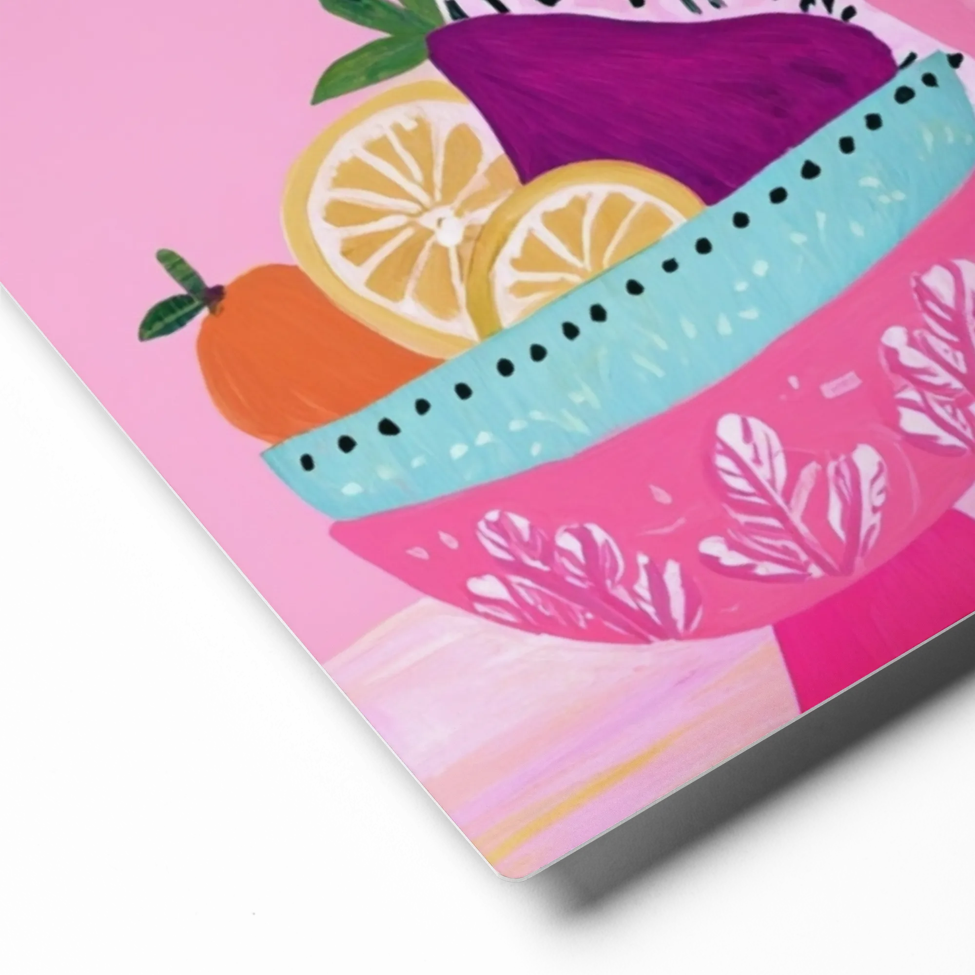 Citrus and Dragon Fruit 
 Canvas with Black Frame