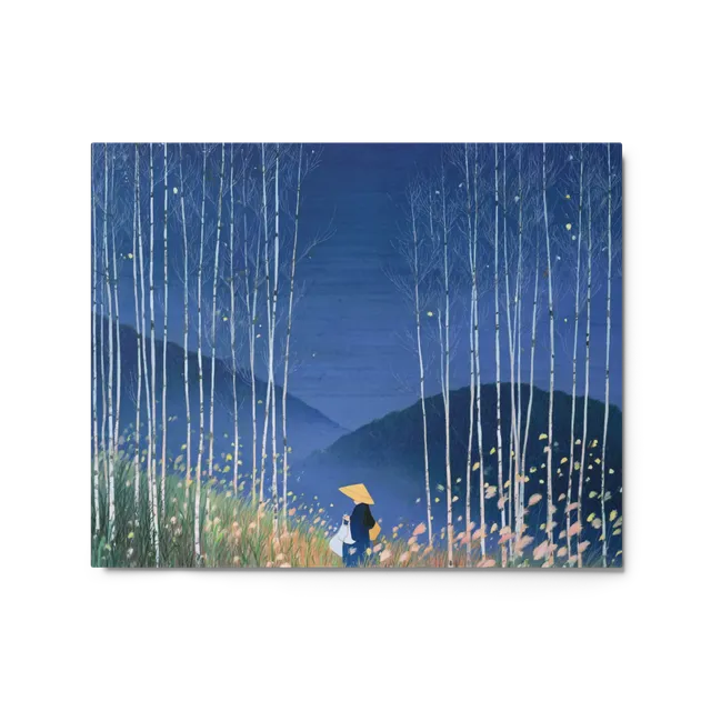 Solitary Stroll Through Birches | Art Print